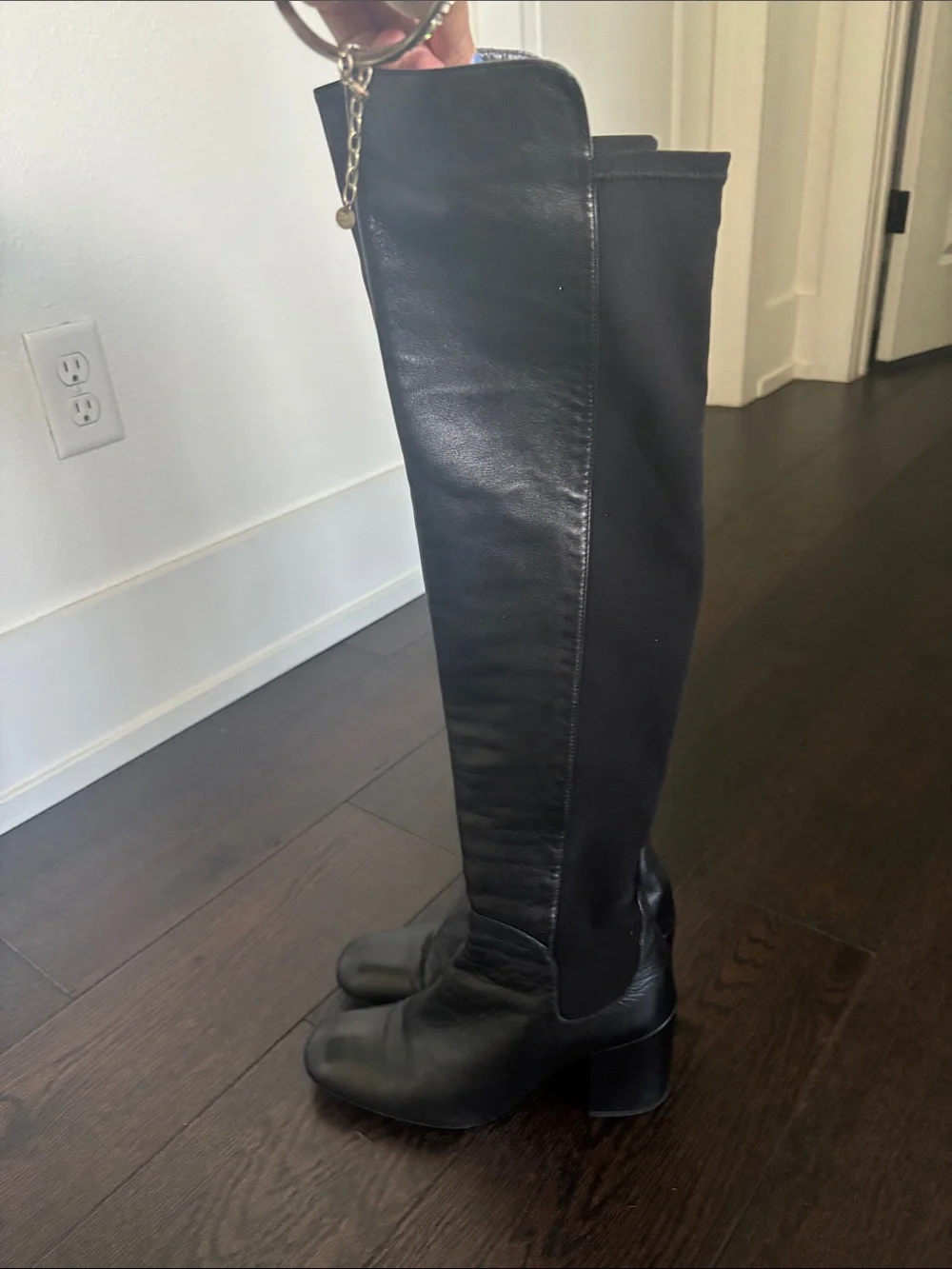 Black Over-the-Knee Block Heel Boots